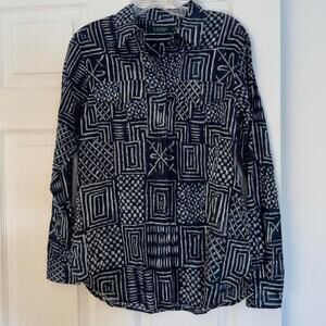 Lauren Ralph Lauren Geometric Print Button-Up Shirt – Size SP (Petite Small)